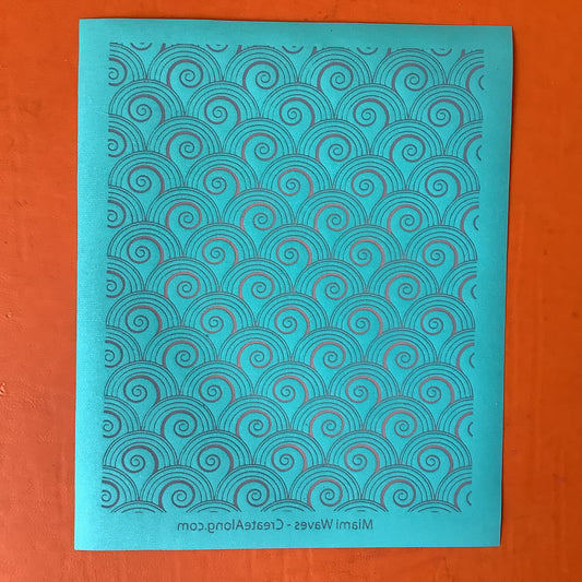 Miami Waves Swirls Beach Ocean Silkscreen for Polymer Clay and Mixed Media