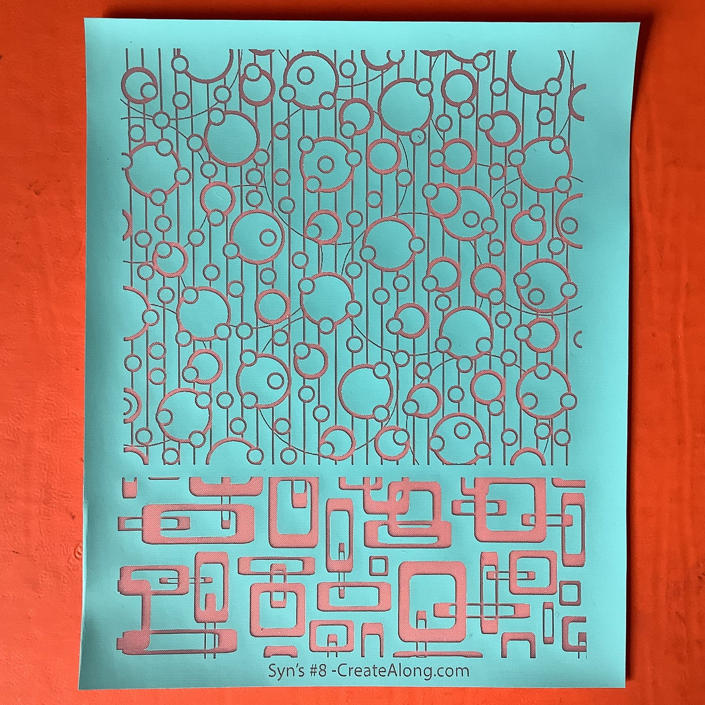 Syn’s #8 Mid Century Mod circles Square geometric Silkscreen For Crafting Polymer Clay + Mixed Media