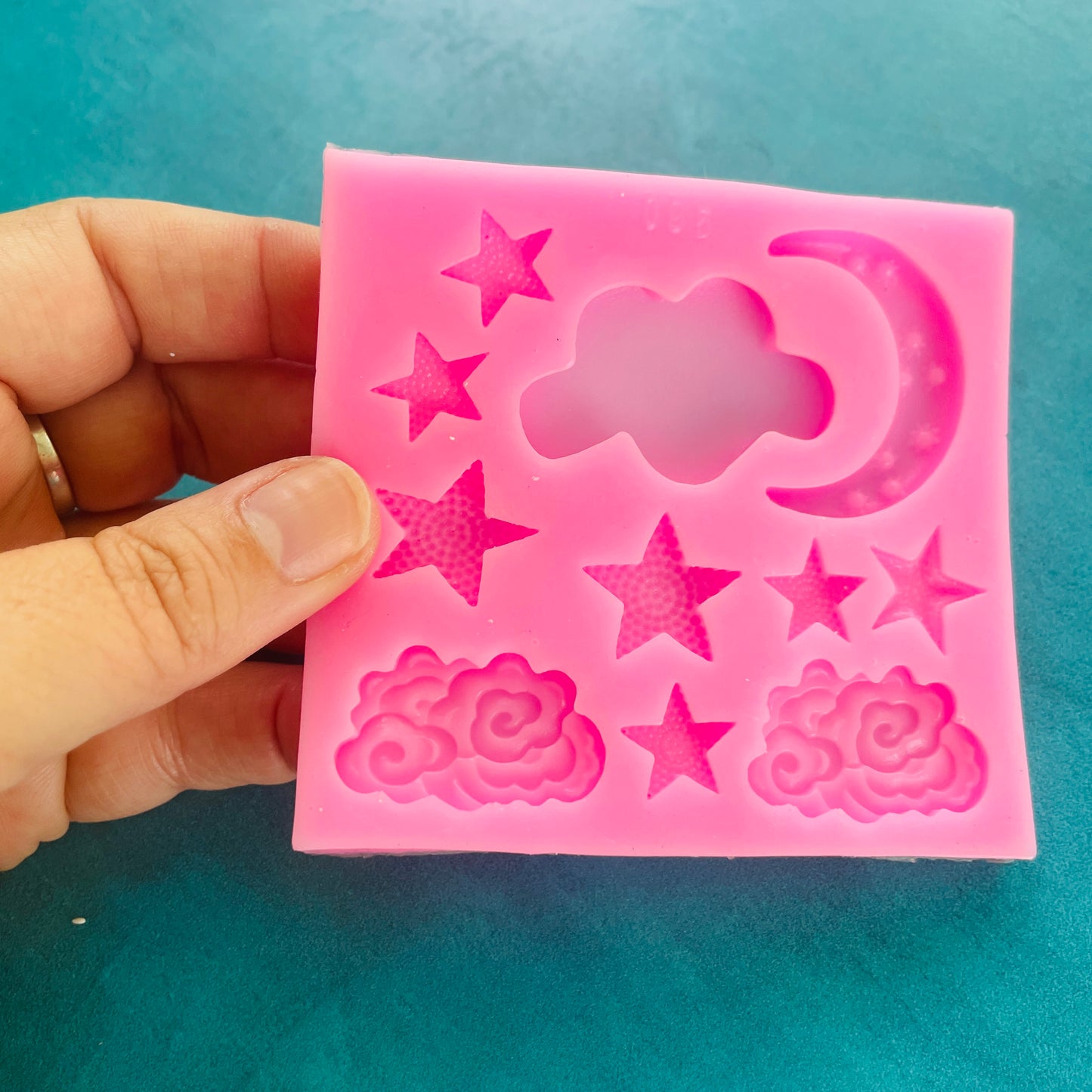 Fantastic Sky polymer clay resin mold with stars moon and clouds