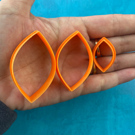 Curvaceous football shaped set of 3 polymer clay cutter set jewelry earrings pendant small sharp clay cutters