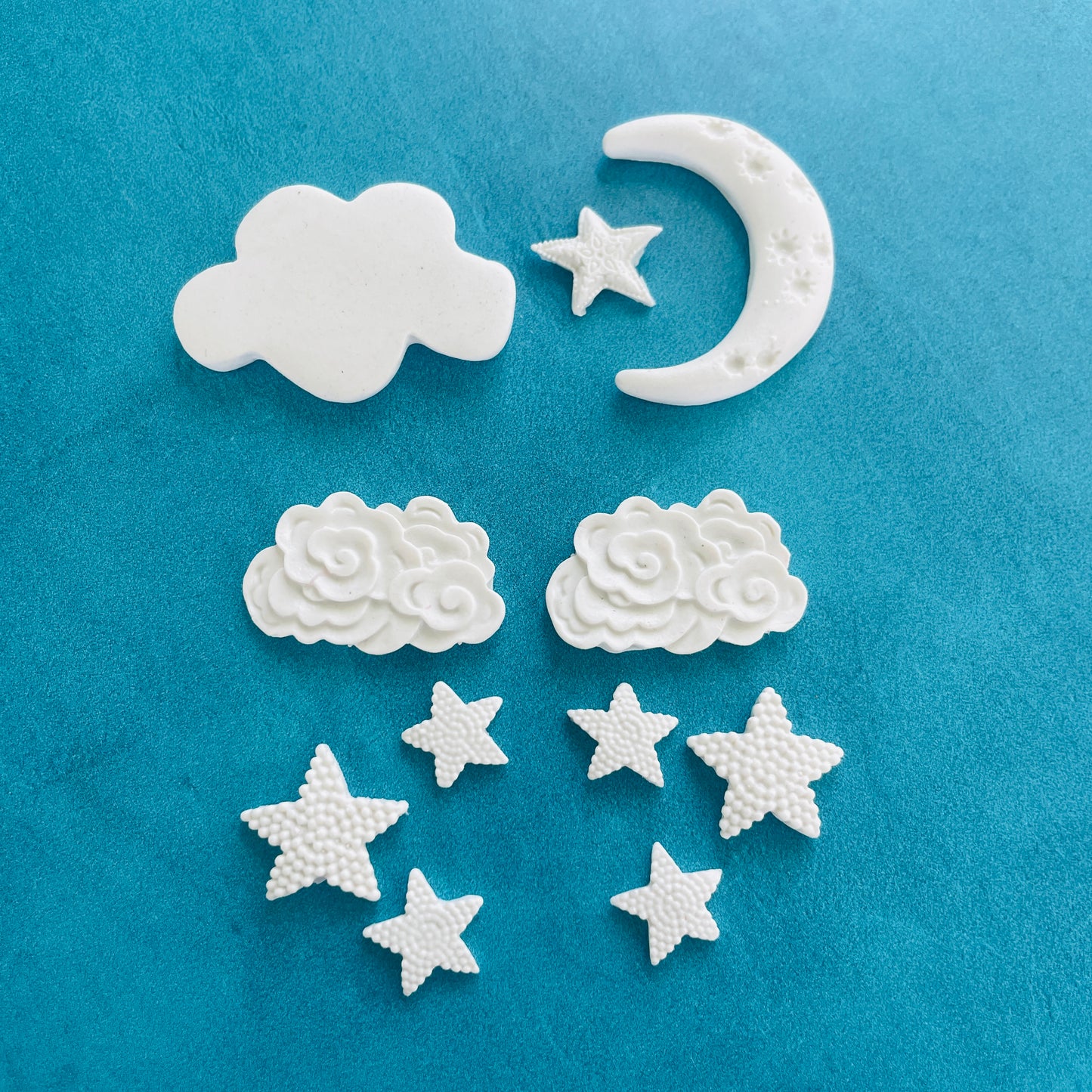 Fantastic Sky polymer clay resin mold with stars moon and clouds