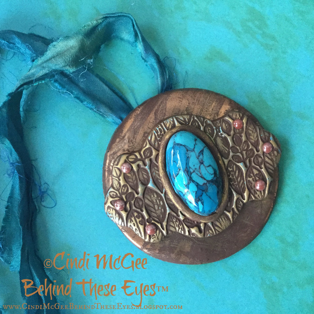Turquoise & Leaves Pendant - Create Along Box