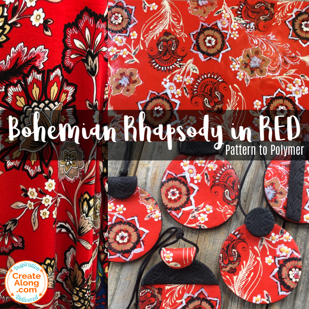 How to Use Silkscreens in Different Ways to Make a Boho Floral Red Polymer Clay Veneer