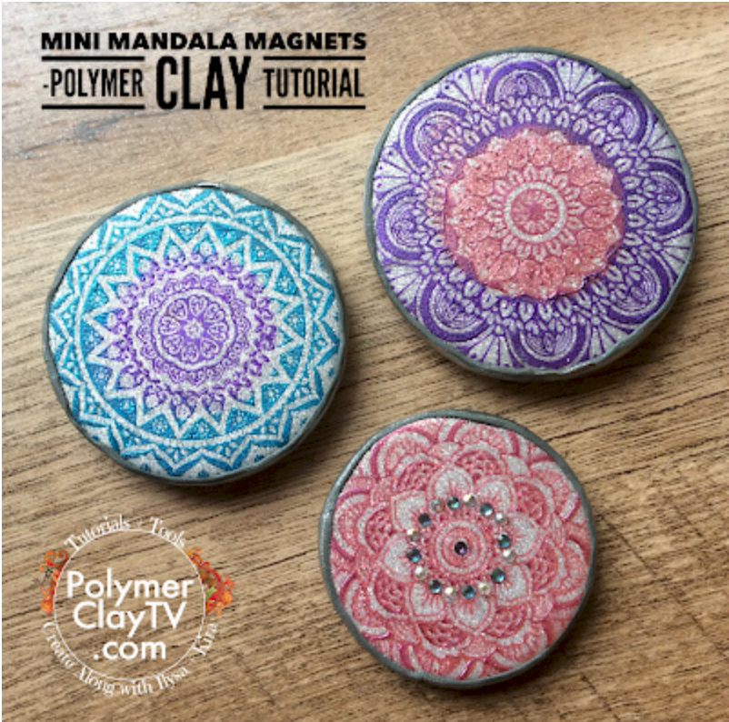 How to make polymer clay magnets with multicolor Mandala designs