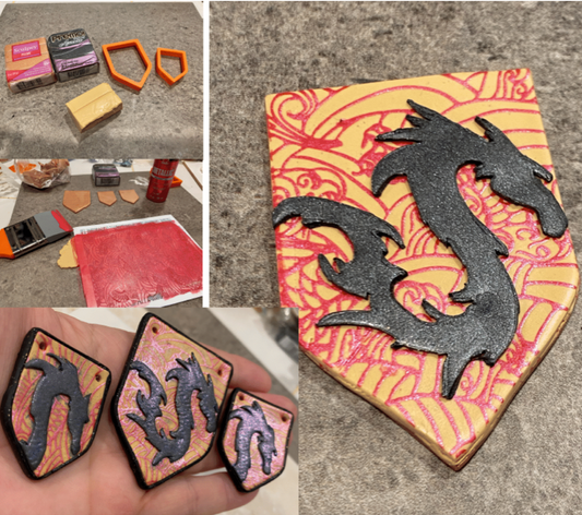 Here there be DRAGONS! Learn to Make your own Dragon Shield Jewelry with Polymer Clay!