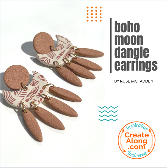 Make Boho Moon Dangle Polymer Clay Earrings