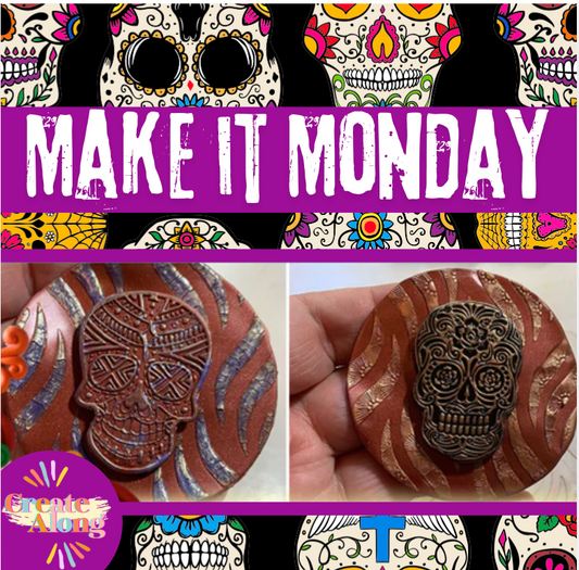 Raised, Metallic Polymer Clay Veneers - a Fun Halloween Sugar Skull Project