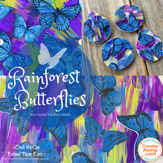 Learn to Make a Colorful Rainforest Butterflies Polymer Clay Veneer for Jewelry and More