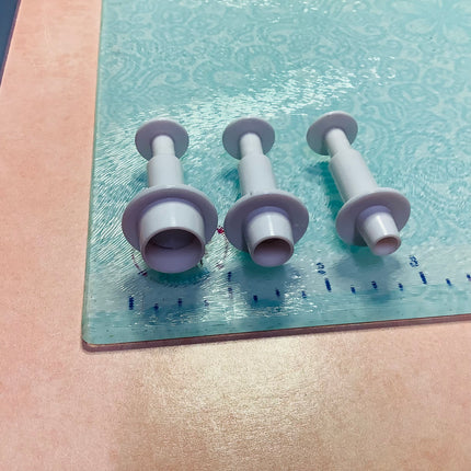Mini Round circle Plunger Set Of 3 Graduated Sizes Jewelry Sized polymer clay cutters - Create Along 