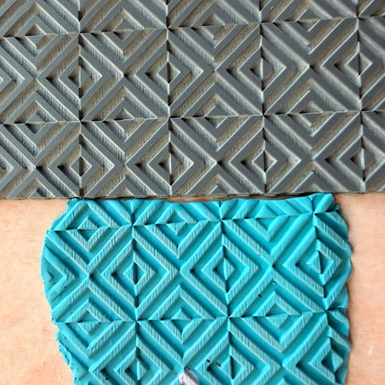 Art Deco Squares Rubber Stamp Texture Sheet Mat for polymer clay metal clay mixed media art