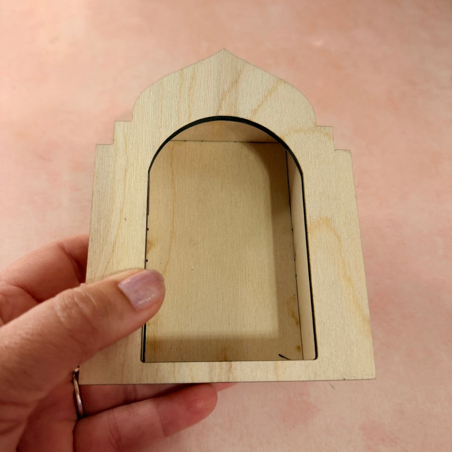 Wood Shrine Niche for mixed media polymer clay
