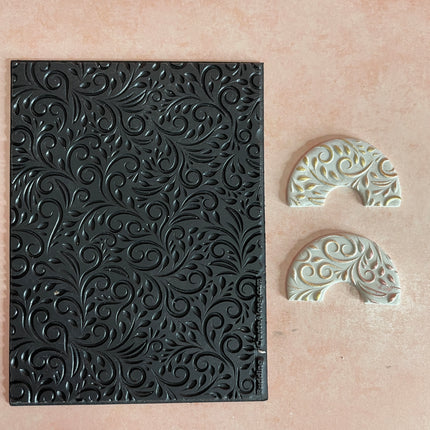 Budding Swirling botanical Rubber Stamp Texture Sheet Mat (medium) - Create Along 