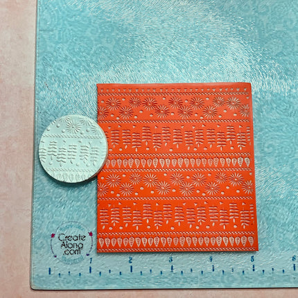 Boho Meadow Floral Rubber Stamp Texture Sheet Mat for polymer clay metal clay mixed media gelli - Create Along 