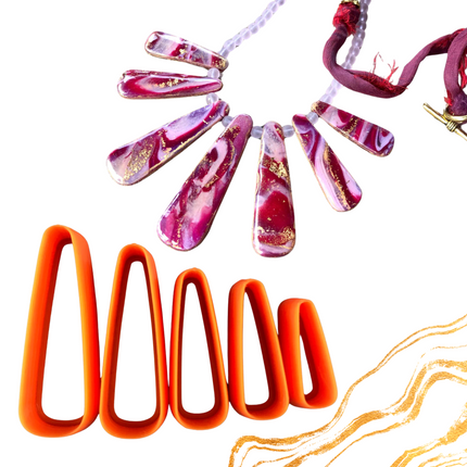 Wide Drop basics polymer clay cutter set of 5 collar - Create Along 