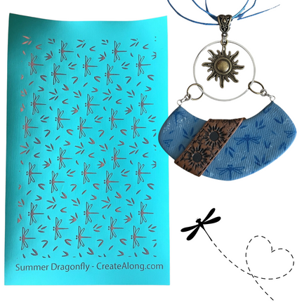 Dragonflies Silkscreen Spring Bug Stencil For Polymer Clay - Create Along 