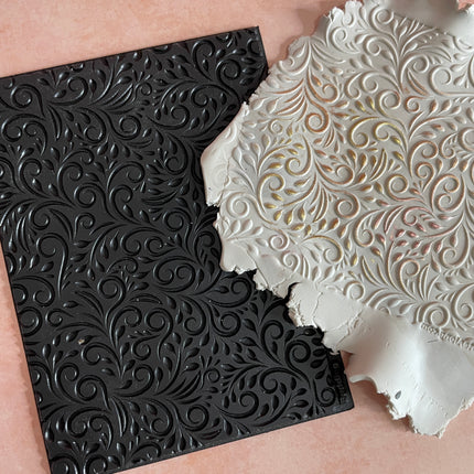 Budding Swirling botanical Rubber Stamp Texture Sheet Mat (medium) - Create Along 