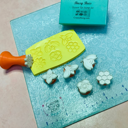 Texture Tips mini stamps Busy Bees for clay mica ink - Create Along 