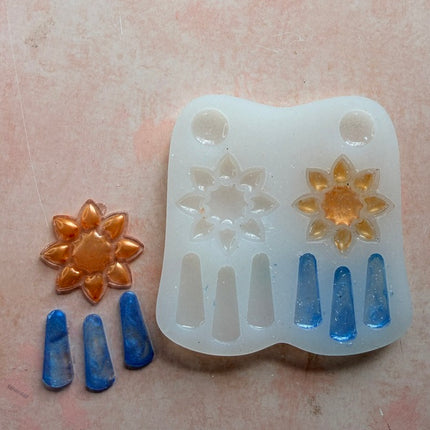 Sun Flower with Drops Silicone UV resin liquid clay mold