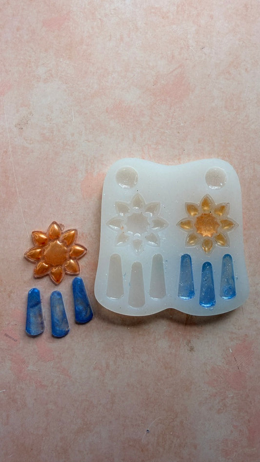 Sun Flower with Drops Silicone UV resin liquid clay mold