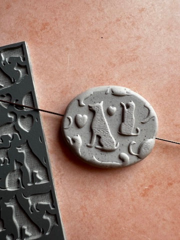 Furbabies cat dog polymer clay rubber stamp mat - Create Along 