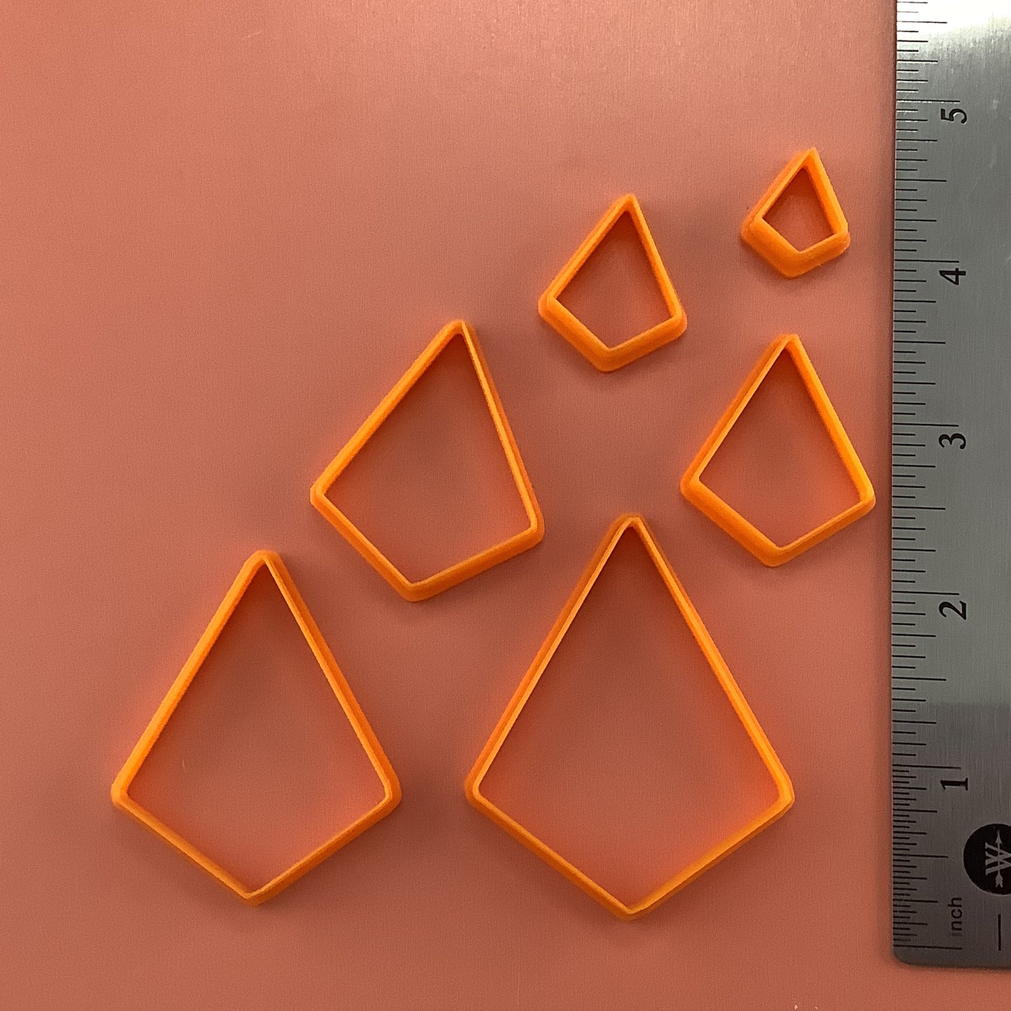 Wide Kite Drop basics polymer clay cutter set of 6 collar