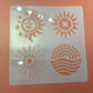 Many Suns Mylar Stencil clay journal texture sheet moon celestial