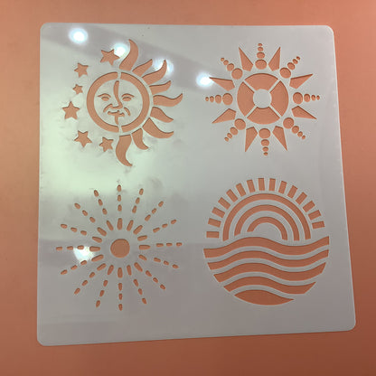Many Suns Mylar Stencil clay journal texture sheet moon celestial - Create Along 
