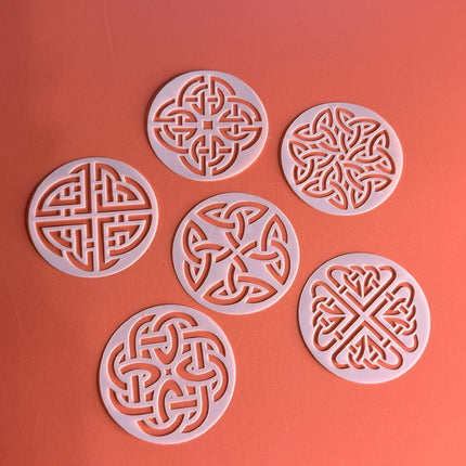 Celtic Coins round polymer clay art stencil texture