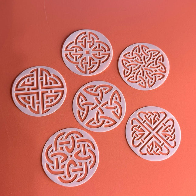 Celtic Coins round polymer clay art stencil texture