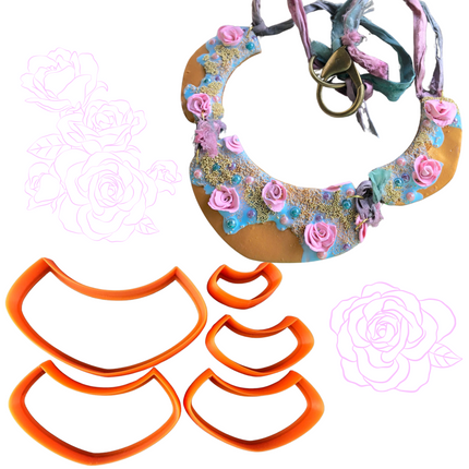 Bib Collar polymer clay cutter set jewelry earrings pendant small sharp clay cutters bib neckpiece - Create Along 