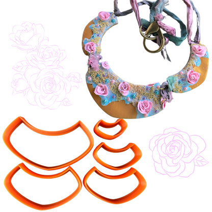 Bib Collar polymer clay cutter set jewelry earrings pendant small sharp clay cutters bib neckpiece - Create Along 
