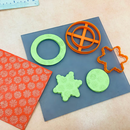 Norwegian Snowflake Nordic Star Quilt Boho Rubber Stamp Texture Sheet Mat - Create Along 