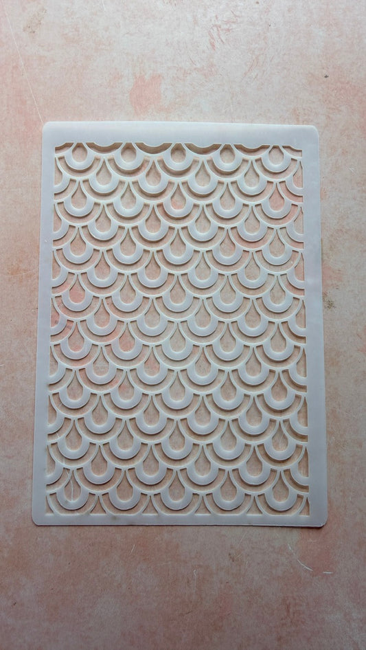 Big Art Deco Mermaid Scales Mylar Stencil Texture sheet
