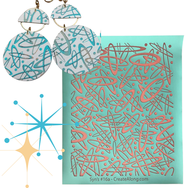 Syn’s #13 Three patterns in one Modern circles ovals Silkscreen For Crafting Polymer Clay + Mixed Media - Create Along 