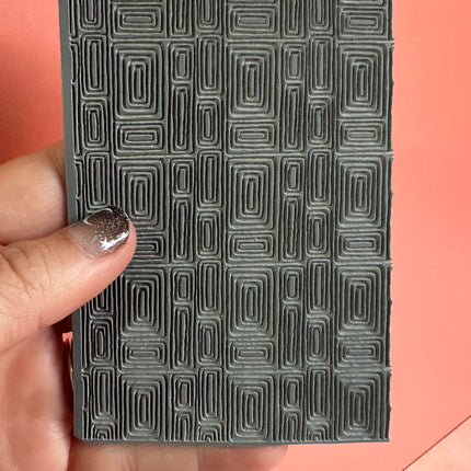 Polymer Clay Rubber Stamp Mod Rectangle Boho geometric pattern - Create Along 