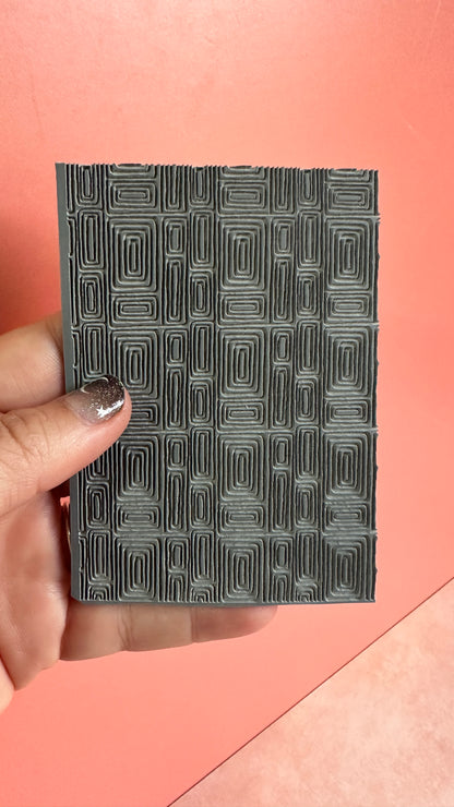Polymer Clay Rubber Stamp Mod Rectangle Boho geometric pattern - Create Along 