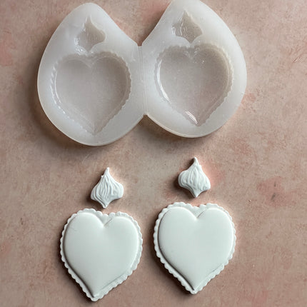 Flaming Heart Milagro Earrings Silicone mold Valentine - Create Along 