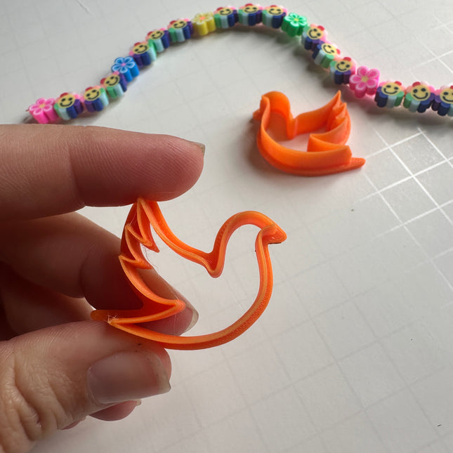 Dove of Peace mirrored flying bird clay earring cutter set - Create Along 