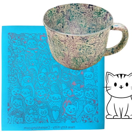 Here Kitty Kitty Silkscreen for Polymer Clay and Mixed Media - Create Along 
