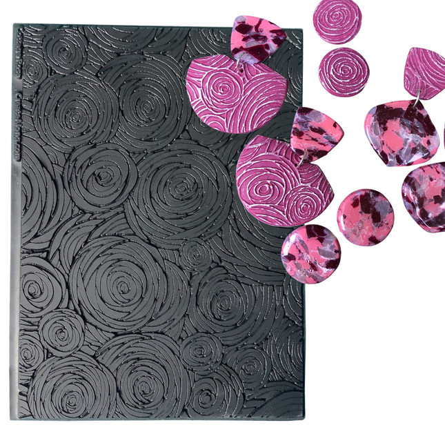 Cottage Rose Rubber Stamp Texture Sheet Mat for polymer clay metal clay mixed media art - Create Along 