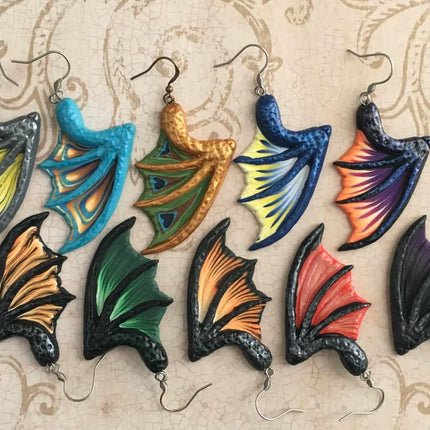 Dragon Bat Devil Wings silicone mold polymer clay UV resin earrings crafting - Create Along 