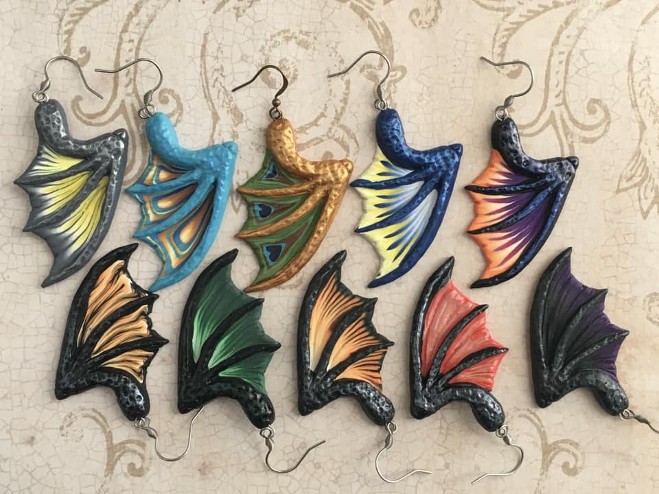 Dragon Bat Devil Wings silicone mold polymer clay UV resin earrings crafting