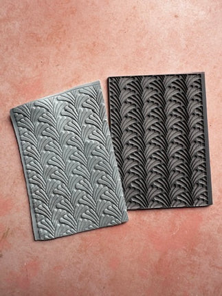 Art Deco Spout Flower polymer clay rubber stamp texture - Create Along 