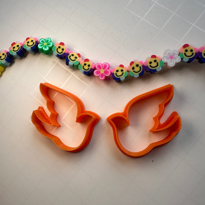 Doves Flying mirrored flying bird clay earring cutter set - Create Along 
