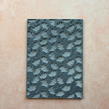 Ginkgo Texture Mat rubber Stamp for polymer clay paper Gelli plate