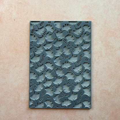 Ginkgo Texture Mat rubber Stamp for polymer clay paper Gelli plate