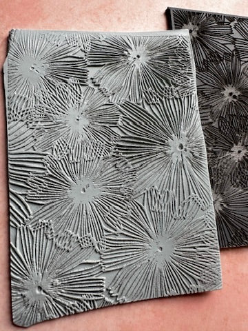 Wishing Flower Polymer Clay Rubber Stamp Texture Sheet Mat - Create Along 