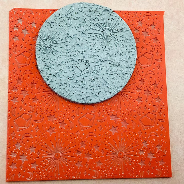Esoteric Starshine Rubber Stamp Texture Sheet Mat for polymer clay metal clay mixed media art - Create Along 