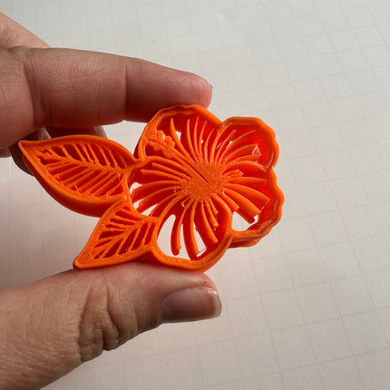Hibiscus Impression Cutter | 2” Detailed Polymer Clay Cutter for Brooches & Statement Jewelry - Create Along 