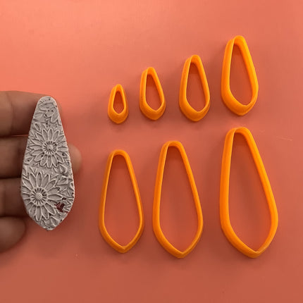 Droplet Drop basics polymer clay cutter set | 7 drop collar petal cutters - Create Along 